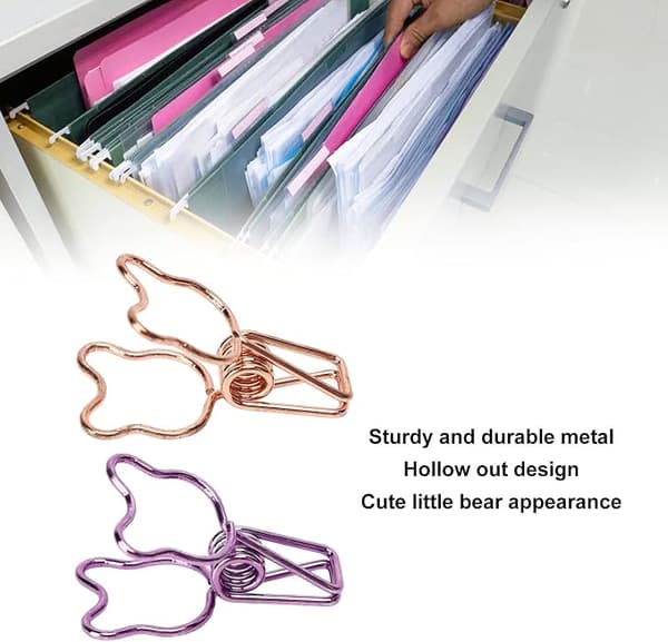 100 stk. papirclips, bjørneformede clips, søde clips, kontorartikelsæt,
