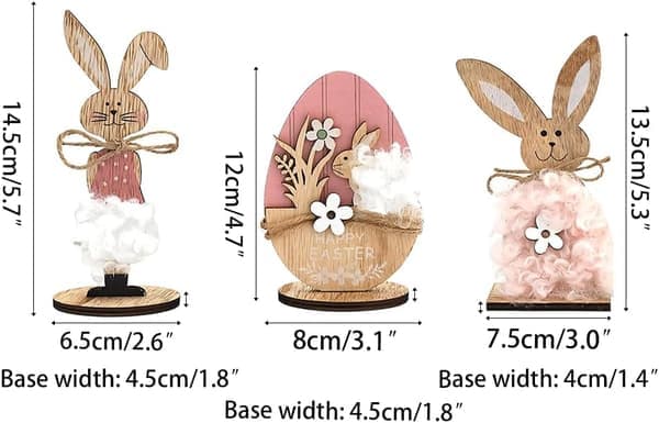 Easter Bunny Display Stand, 2/3 Pieces Wooden Easter Desk Decoration, Easter Spring Home Office Decoration