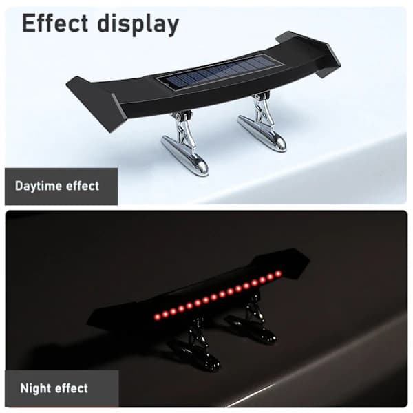 Mini Solcell Bakljus Varningsljus LED Bakspoiler för Bil