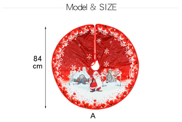 Julkjol med tryck 84 cm digitaltryckt julgransförkläde, dekorationer för trädets bas, scenlayout (röd älg)