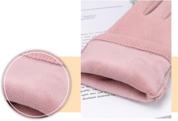Vinterhandsker Dame Bløde Vanter Efterår Roset Fortykket Varme Skærmhandsker Dame Pink
