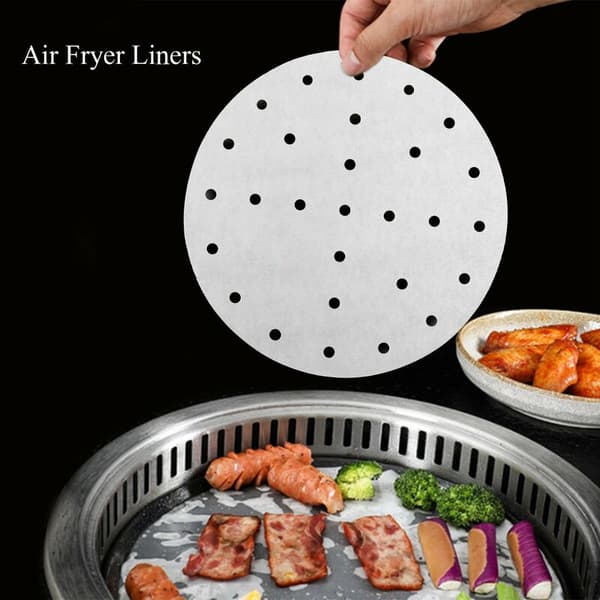 200 stk. perforert bakepapir til airfryer, 7 tommer runde airfryer-foringer, non-stick dampmatte