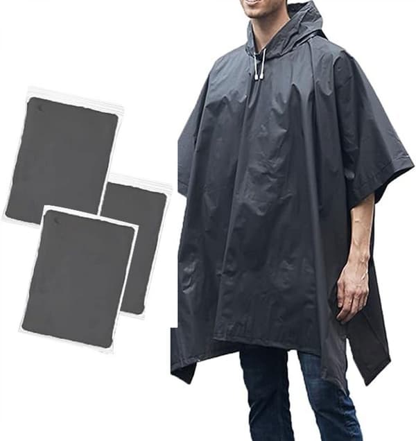 Svart poncho regnponcho for kvinner og menn