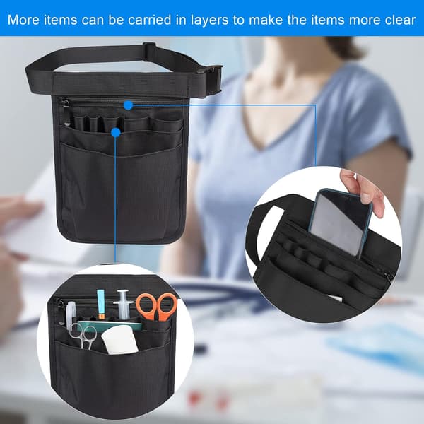 (Black) Nurse Bag Multifunctional Tool Bag Belt Tool Pouch Tool Holder Black Nurse Accessories Storage