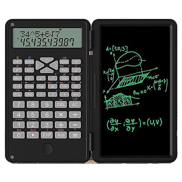 Scientific Calculator, 12-Digit LCD Display with Erasable Writing Pad, Foldable for Home and School