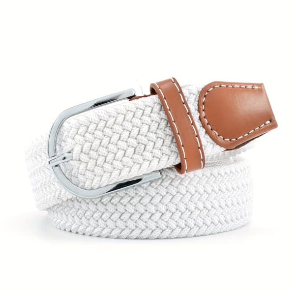 Herrebælte i canvas med elastisk stretch i taljen, vævet polyester Average Size Big White Average Size Big White