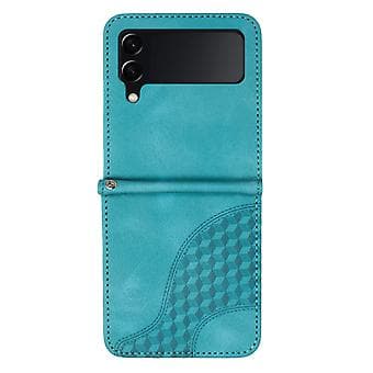 Elephant Embossed PU Case for Samsung Galaxy Z Flip3 5G (Light Blue)