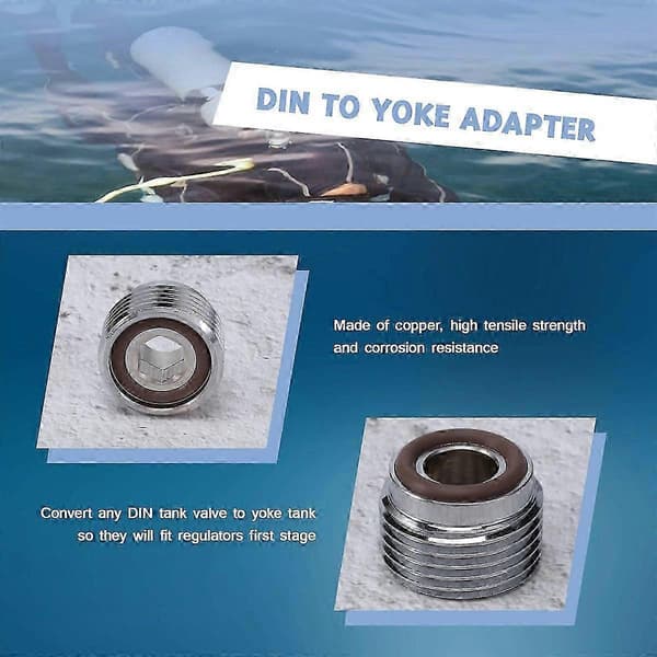 1 stk. dykkertankventiladapter DIN til York indsatsregulator dykkerudstyr, dykkerregulator