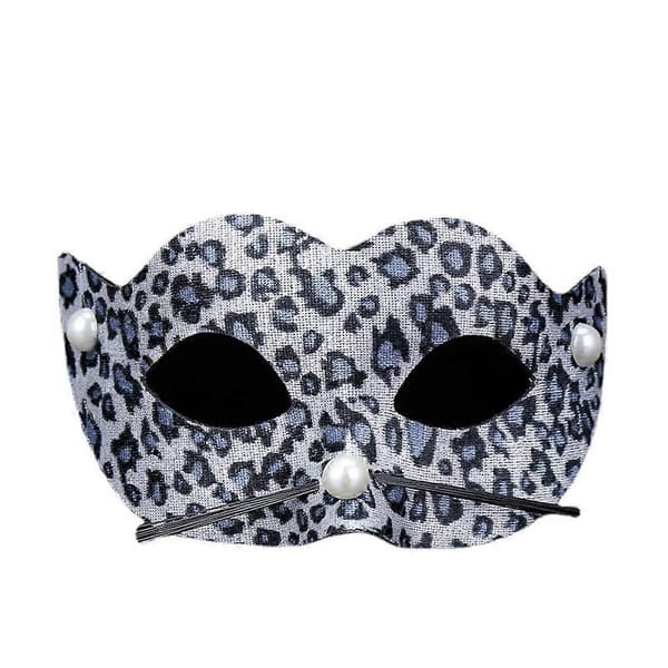 Leopard Print Mask PVC Half Face Mask Cosplay Prop for Halloween