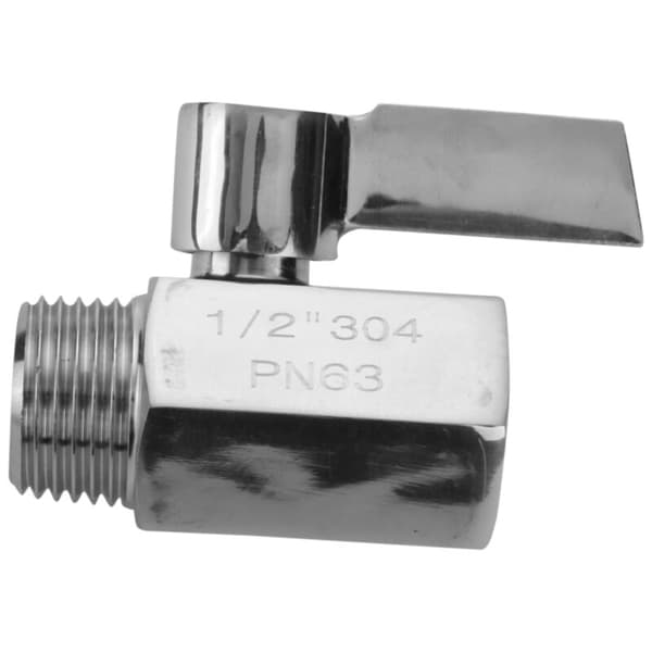 304 Rustfrit Stål Mini Kugleventil (1/2 Tomme Hun x Han) NPT Gevind