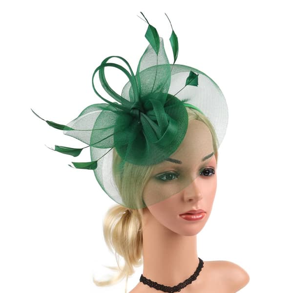 Fascinatorhatter for kvinner Teaparty Pannebånd Hodeplagg Bryllup Cocktail Halloween Tilbehør - -grønn