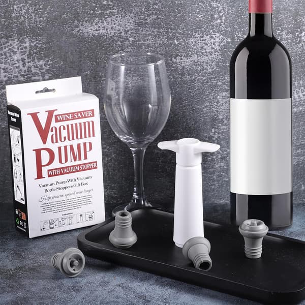 Vinbevaringssæt - (1 X Vinbevarer + 4 X Vakuumpropper) -