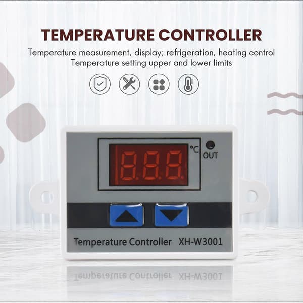 220V Digital LED Temperaturregulator 10A Termostatkontrollbryter Sonde Ny