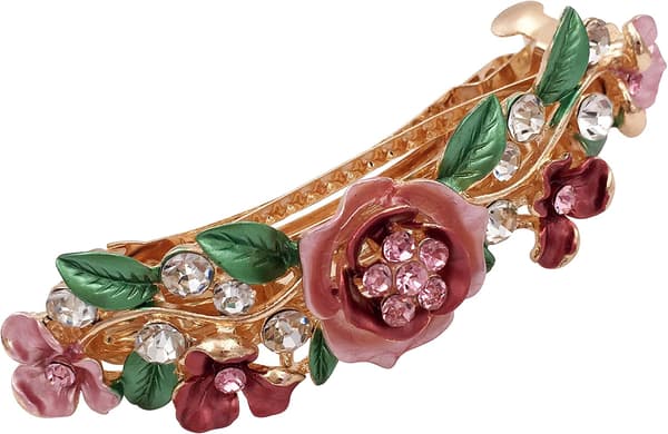 4 stk Vintage Blomstrete Franske Hårspenner