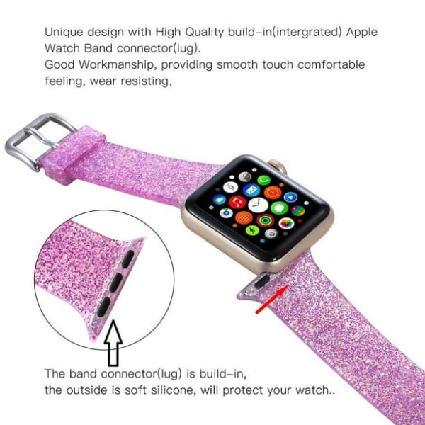 Kimaltava ranneke Apple Watch Band 42/44mm silikonirannekoru iwatch Series (punainen)