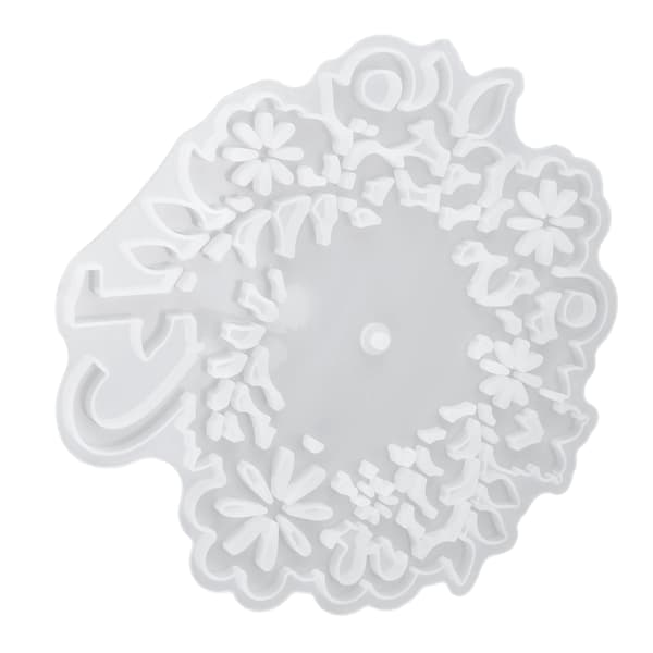 Silicone Mold Leaf Flower Pattern Clock Dial White Reusable Resin Mold for DIY Craft Home Decor Gift