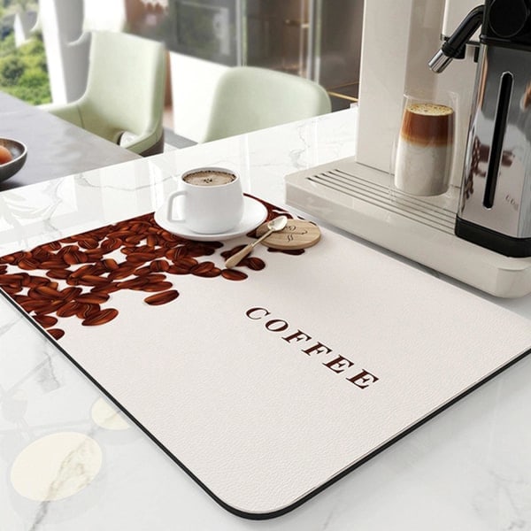 Kaffemåtte - Kaffebartilbehør, absorberende pletbestandig tørremåtte Passer under kaffemaskine Kaffekandebricka Espressomaskine 40x50cm