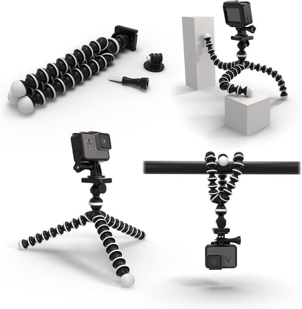 Octopus Flexible Tripod Camera + Action Camera Mount, Live Broadcast Selfie Tripod