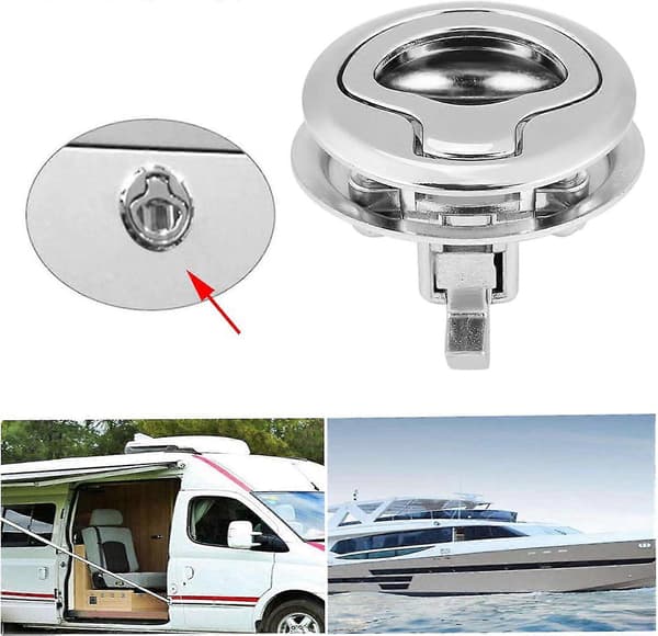 2 st Zinklegering Flush Hatch Lås, Flush Dörr Drag Hatch Slam Lås för Båt Husbil, Silver