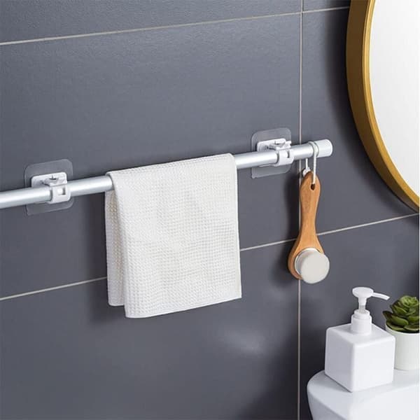 2-pack White Self-Adhesive Curtain Rod Holders - Curtain Rod Holders