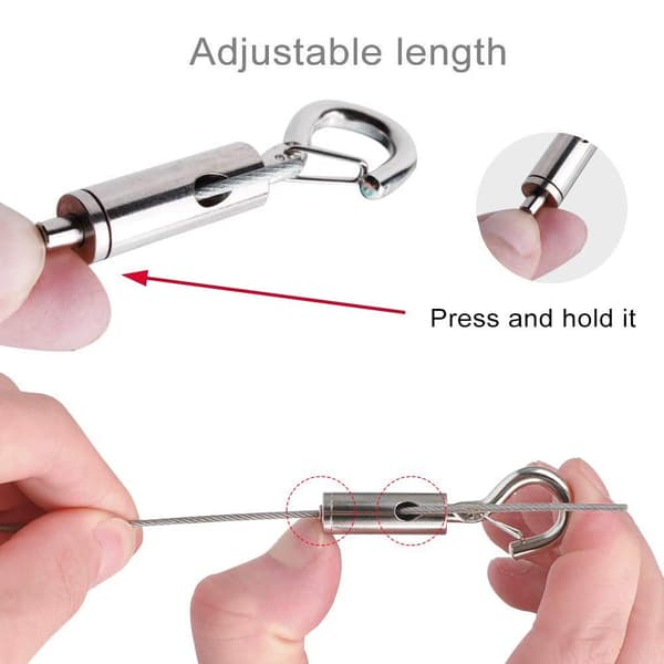 2 Set (1,5 mm * 2 m) Justerbar Bildhängande Tråd med 2 Krympslangar
