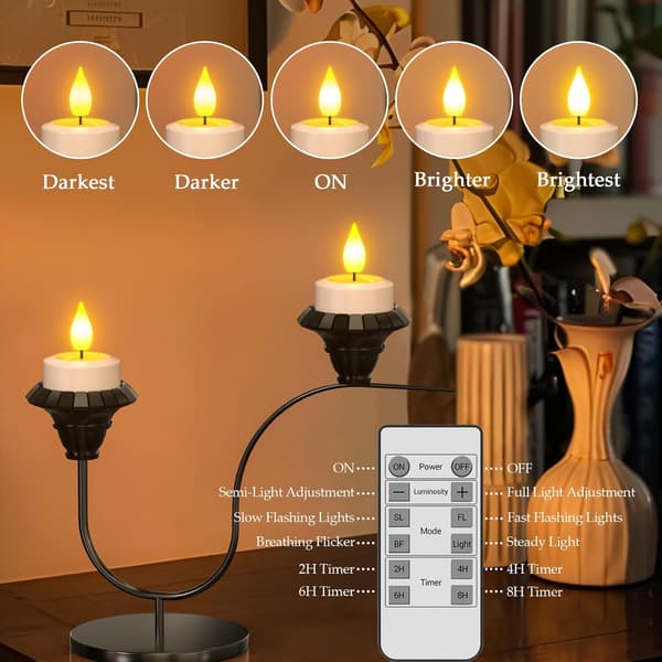 12-pack Rechargeable Flameless LED Candles with Remote Control and Timer for Home Decor