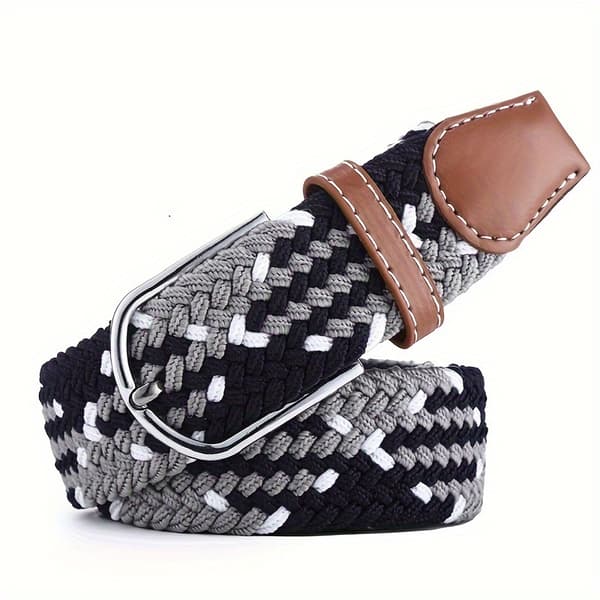 Herrebelte i kanvas med elastisk stretchmidje Average Size Grå Hvit Svart Average Size Gray White Blac