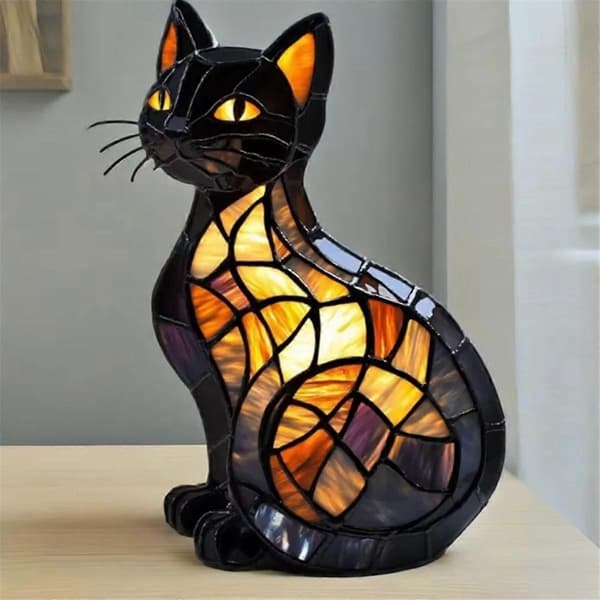 Malede Glas Katte Lampe Katte Malede Harpiks 3D Sød [DB]