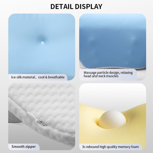 Ergonomic Pillow - Neck Pillow - For Back, Stomach, and Side Sleepers - Memory Foam - Sleeping Pillow