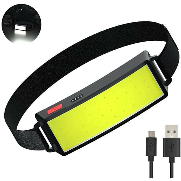 COB LED Headlamp, 500 Lumen, USB Rechargeable, Waterproof, 2 Pack - for Camping, Work, Construction