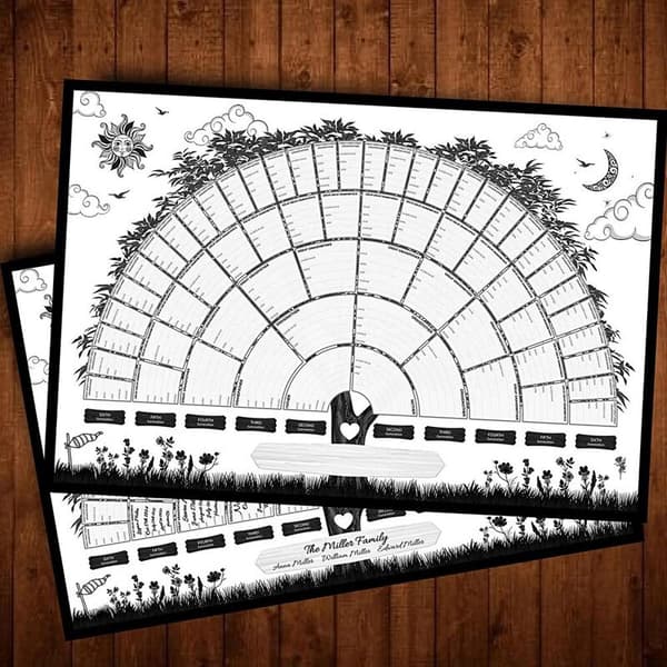 Creative Family Tree Chart Fillable Diagram DIY Home Decor Canvas Wall Poster B