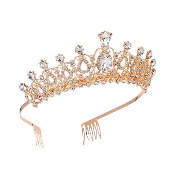 Bröllop Tiara Brudkrona Kristall Rhinestones Tiara Crown med Kam för Bröllop Brudkrona med Kam