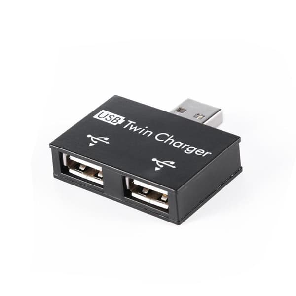 Mini USB Hub 2 Ports USB Twin Charger Splitter Adapter Konverter til PC USB-stik