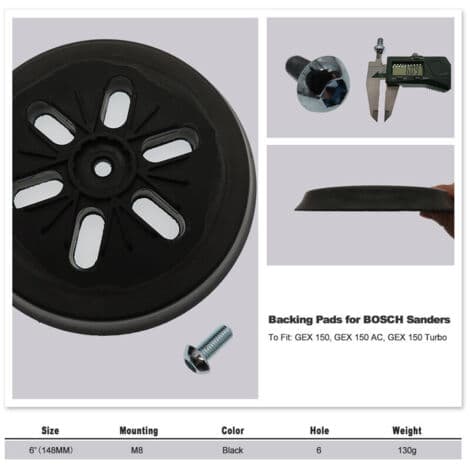 TONCHEAN sanding pad and backing pad, sanding pad for Bosch GEX 150 AC, PEX 15 AE, GEX 150 Turbo random orbital sander, 150 mm with screw
