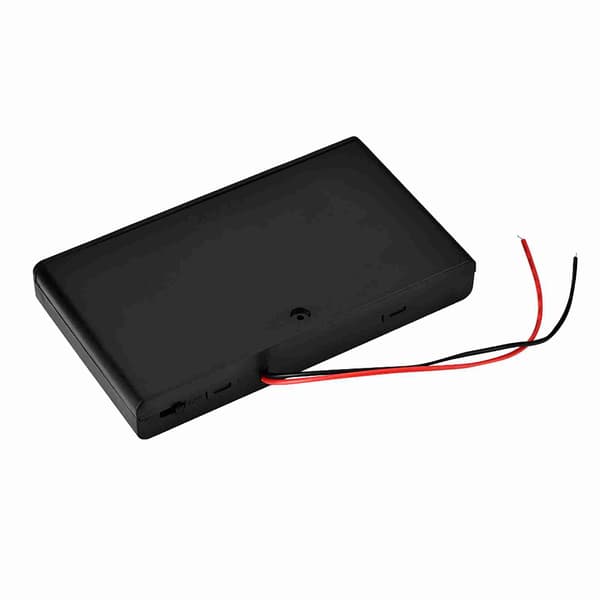 Portable AA Battery Holder Storage Box with Lid and Switch