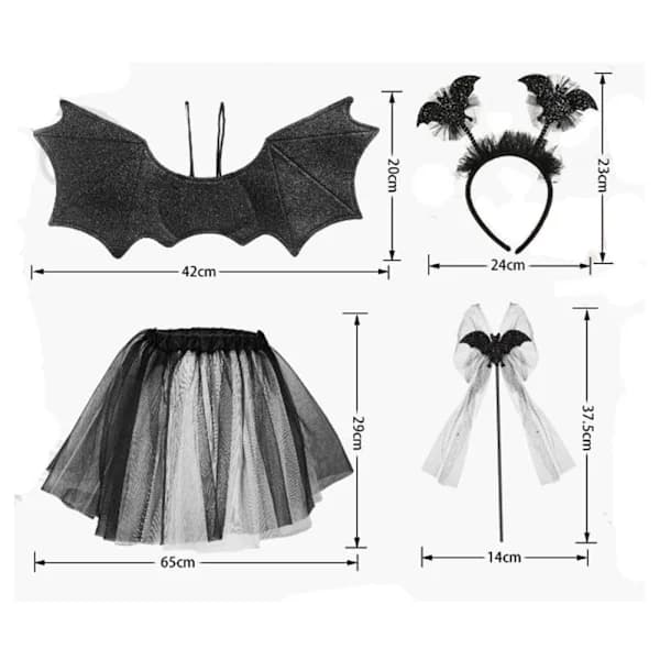 Lepakon siivet -setti Halloween-cosplay-asu 2 hametta