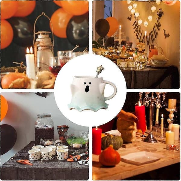 Halloween Ghost Pumpkin Coffee Mug, Ceramic Halloween Cup with Handle for Kitchen Dining Room