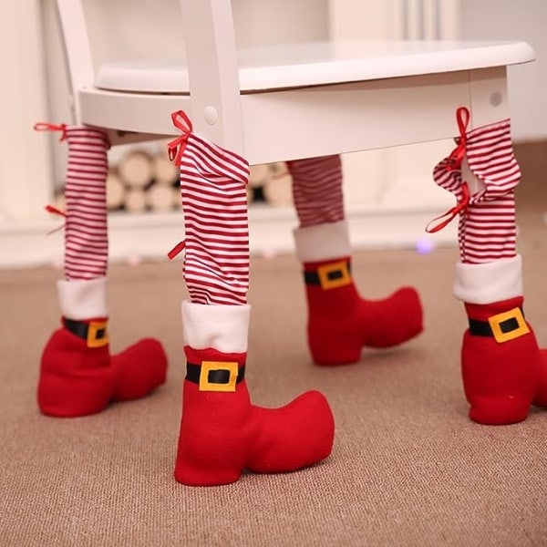 4-pack Julstolsbensöverdrag Juldekorationer Bordöverdrag Heminredning Matbordsöverdrag Stolsbensöverdrag Jul