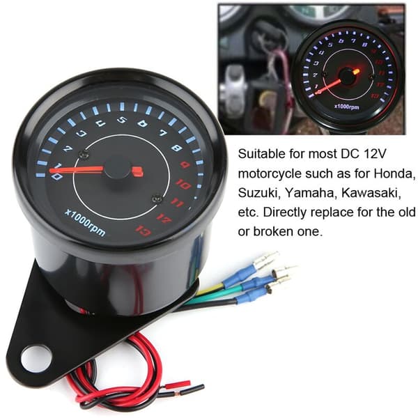 DC 12V Universal Motorcycle LED Backlit Tachometer Electronic Tachometer Display