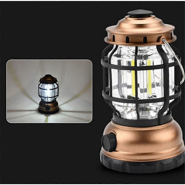 Bærbar retro LED-campinglampe - Bærbar campinglampe - Utendørs campinglykt - Bærbar campinglampe - Nattlampe (rød) A