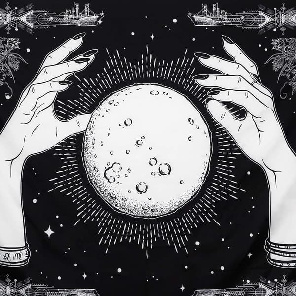 White and Black Hands Tapestry, Psychedelic Trippy Hippie Boho