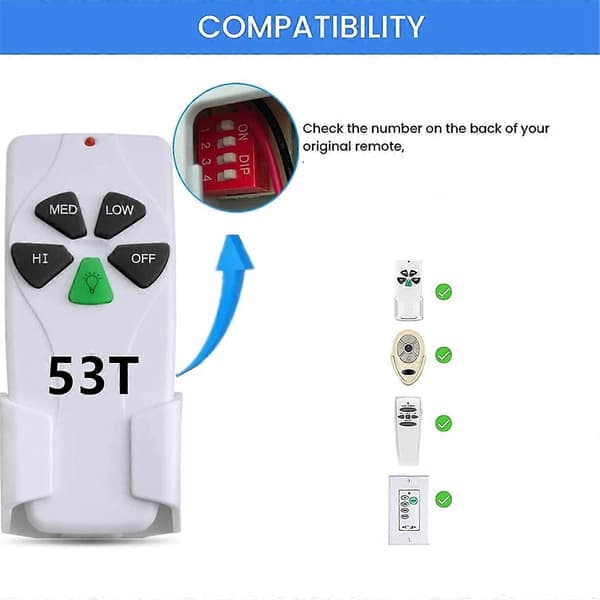 Universal Ceiling Fan Remote Control, 3-Speed Ceiling Fan and Light Dimmer Control for 53T 11T 35T HD5 UC7030 [DB]