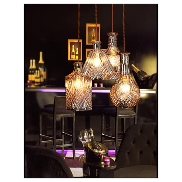 Adjustable Cable Decanter Glass Bottle Cut Glass Pendant Light Fixture