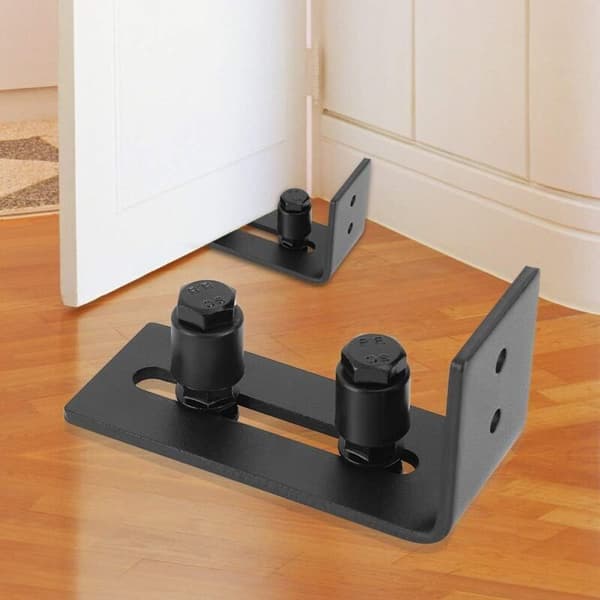 Adjustable Carbon Steel Floor Guide for Sliding Door, Compatible with Wall Mounting, Double Roller (2-Pack)