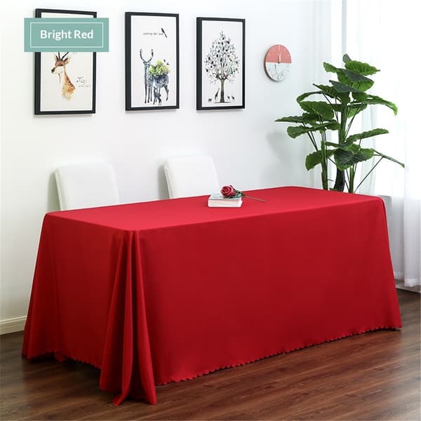 Red Rectangular Polyester Tablecloth, Tablecloth for Birthday, Wedding, Banquet