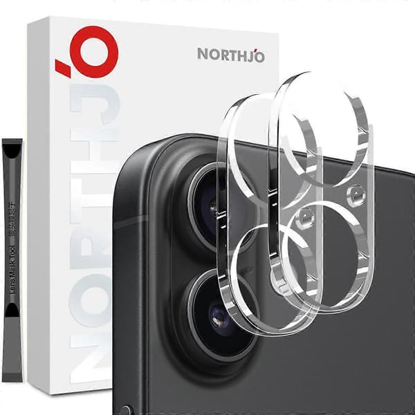 NORTHJO 2-pack Camera Protector for iPhone 17, Tempered Glass, Clear Lens Film, 3D Full Coverage
