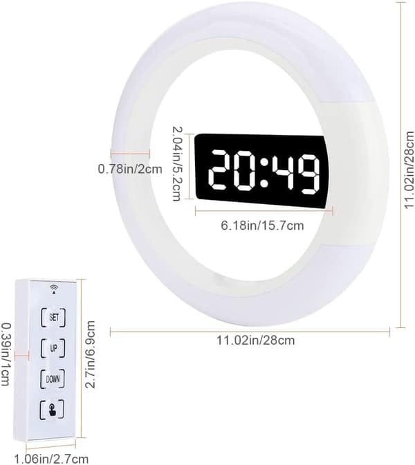 LED Digital Wall Clock with Remote Control, USB Powered Wall Clock, 12/24