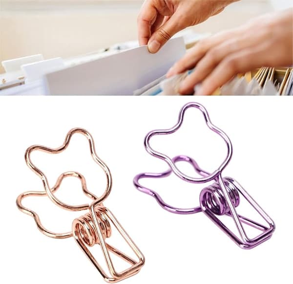 100 stk. papirclips, bjørneformede clips, søde clips, kontorartikelsæt,