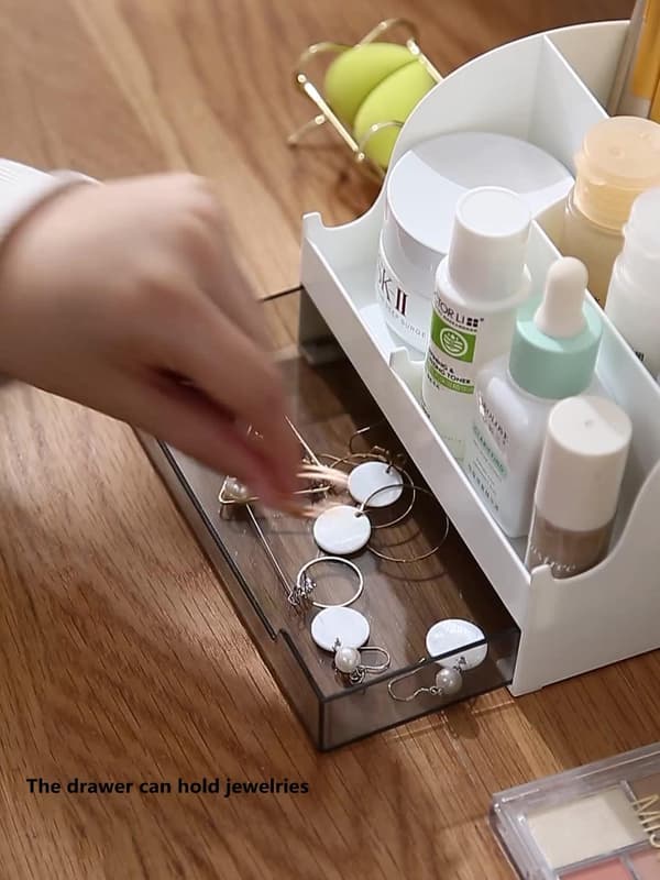 Multifunctional Pen & Pencil Case Organizer with Drawer for Desk, Workplace White White