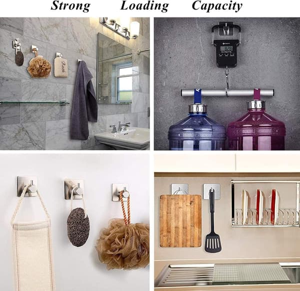 Self-adhesive hooks, stainless steel self-adhesive clothes hooks Hou